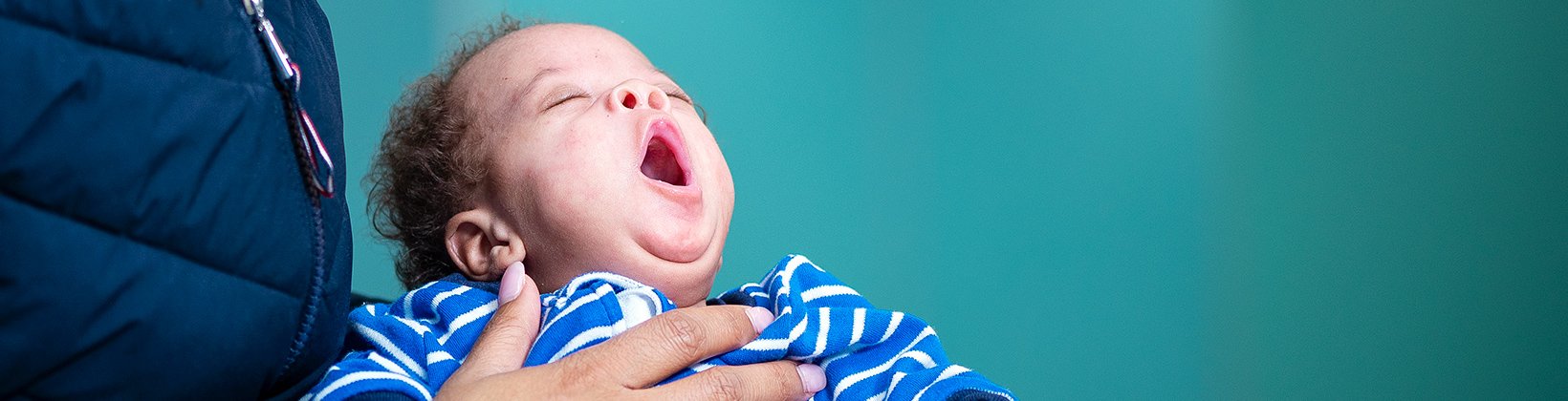 Newborn yawning